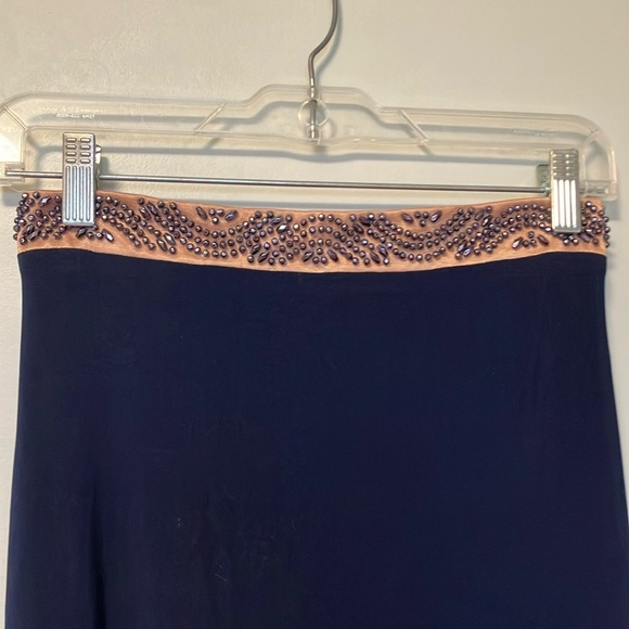 NWT Xscape Embellished Tan Crop Top + Skirt with Train Two Piece Set - Picture 8 of 11